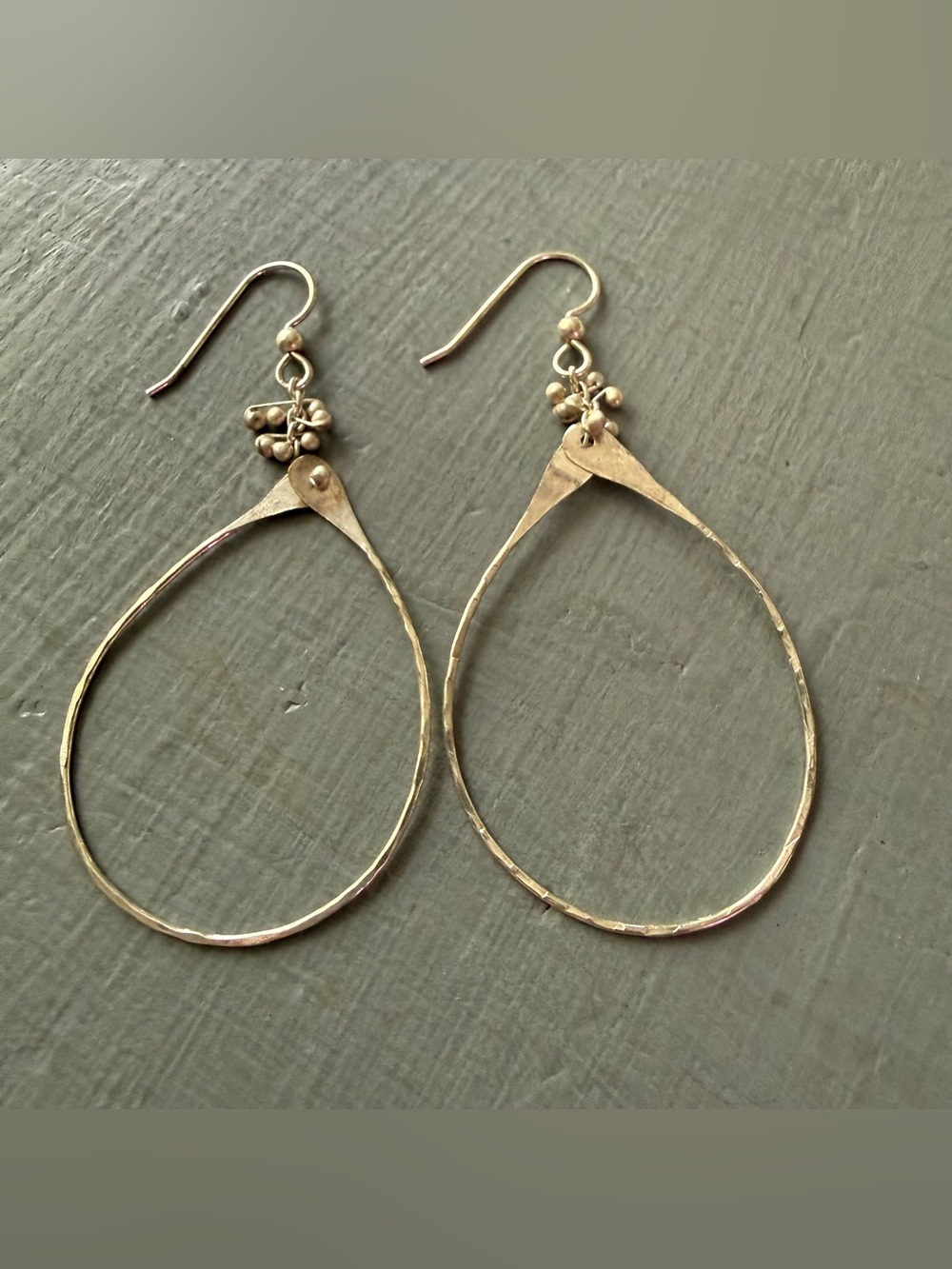 925 Sterling Silver Beaded Teardrop Hoop Earrings unmarked